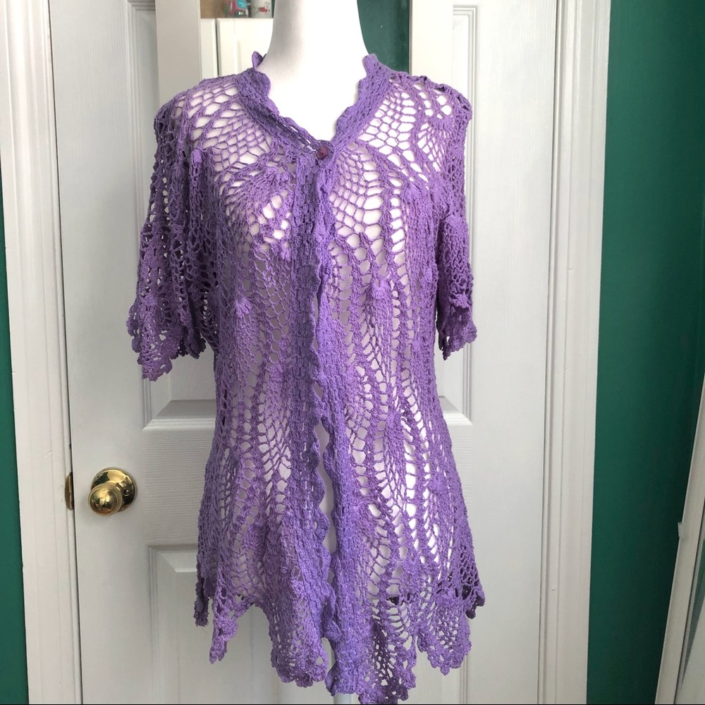 3 for $30 Purple crocheted sweater/top Medium NWT
